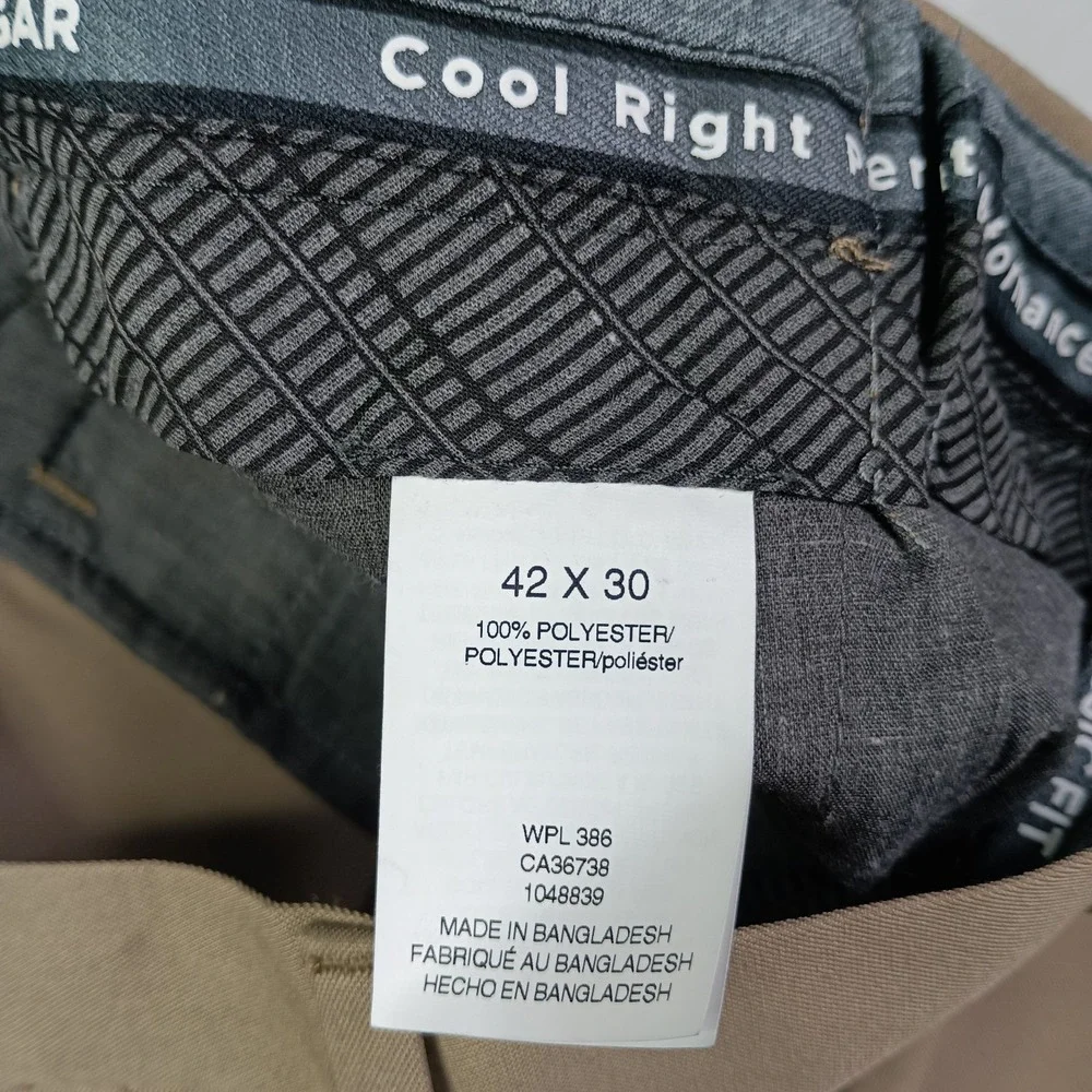Haggar Cool Right Performance Flex Classic Fit Pants Men's Size 42x30 Khaki New